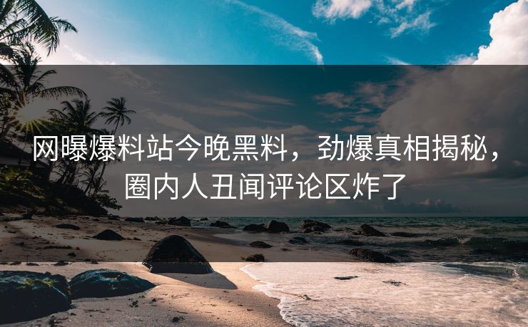 网曝爆料站今晚黑料，劲爆真相揭秘，圈内人丑闻评论区炸了