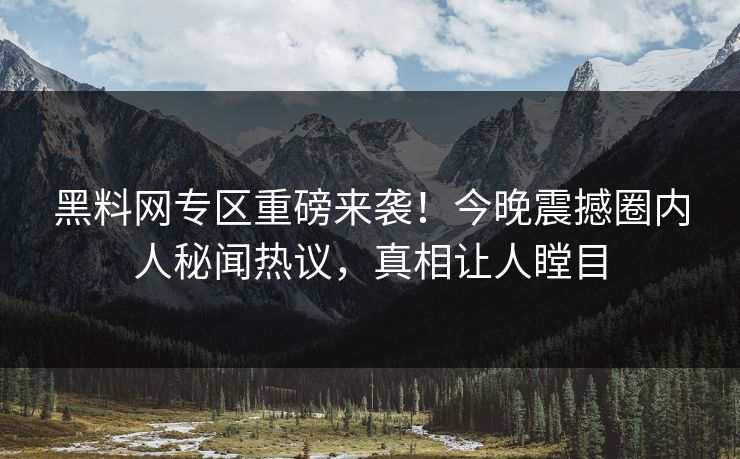 黑料网专区重磅来袭！今晚震撼圈内人秘闻热议，真相让人瞠目
