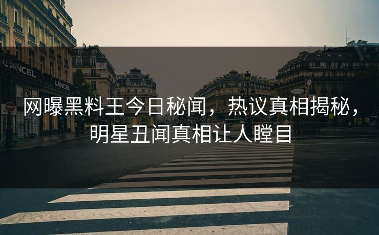 网曝黑料王今日秘闻，热议真相揭秘，明星丑闻真相让人瞠目