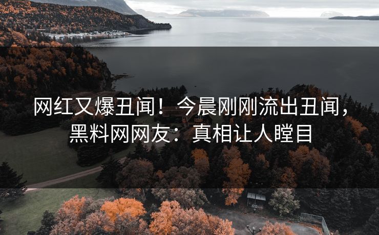 网红又爆丑闻！今晨刚刚流出丑闻，黑料网网友：真相让人瞠目