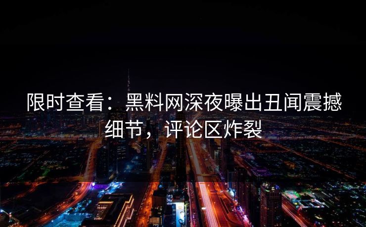 限时查看：黑料网深夜曝出丑闻震撼细节，评论区炸裂