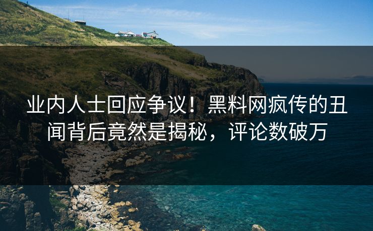 业内人士回应争议！黑料网疯传的丑闻背后竟然是揭秘，评论数破万