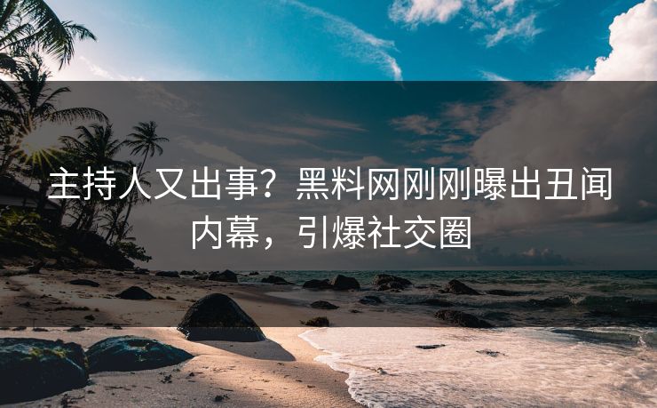 主持人又出事？黑料网刚刚曝出丑闻内幕，引爆社交圈