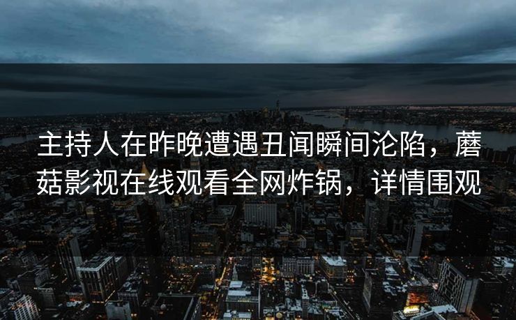 主持人在昨晚遭遇丑闻瞬间沦陷，蘑菇影视在线观看全网炸锅，详情围观