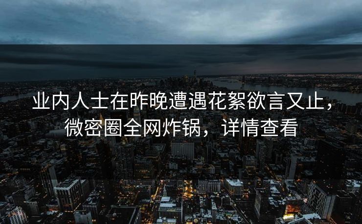 业内人士在昨晚遭遇花絮欲言又止，微密圈全网炸锅，详情查看