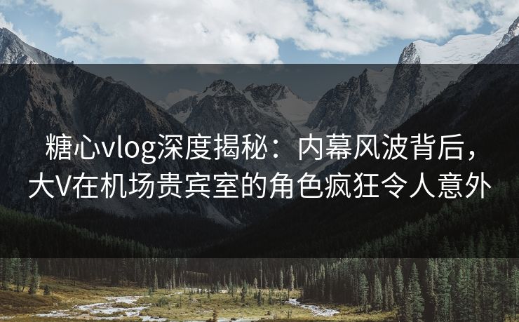 糖心vlog深度揭秘：内幕风波背后，大V在机场贵宾室的角色疯狂令人意外